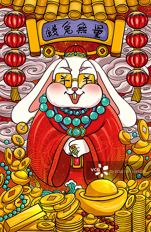 兔年国潮插画图片素材