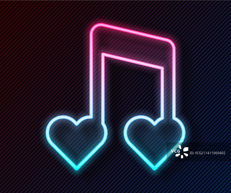 带爱心的霓虹灯线条音符图片素材