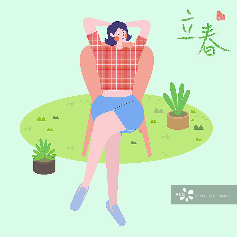 矢量立春女孩青春阳光插画图片素材