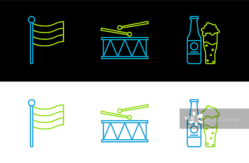 德国啤酒瓶玻璃杯线条图标图片素材