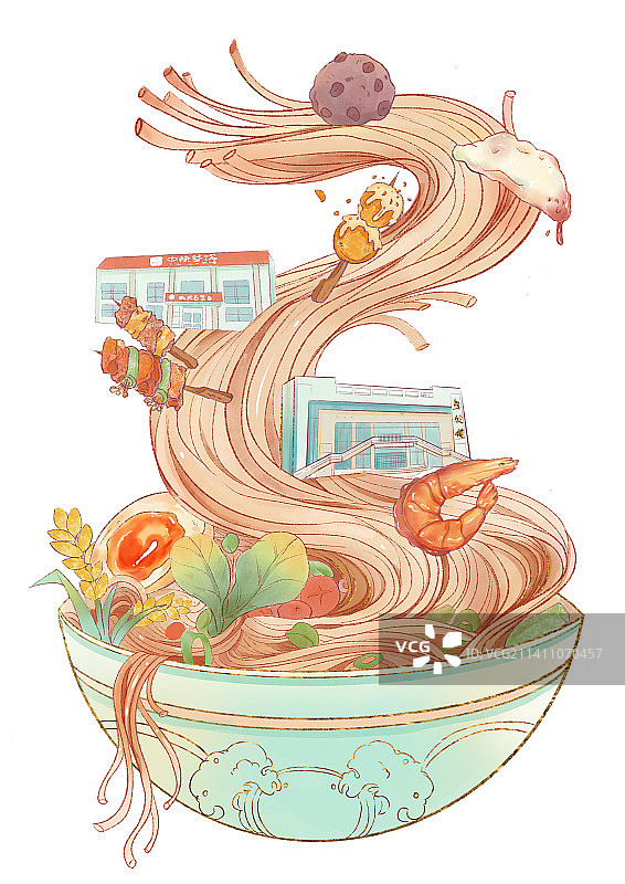 校园建筑插画图片素材