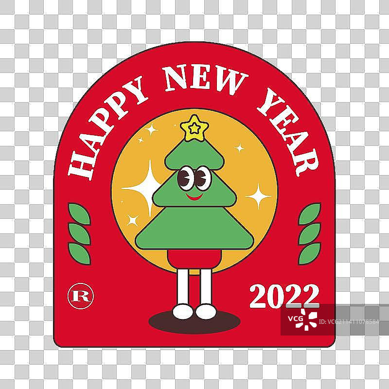 圣诞树新年节日贴纸素材元素图片素材