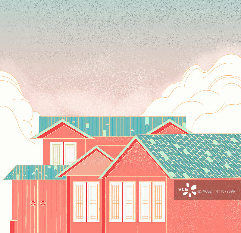 古代房子插画图片素材