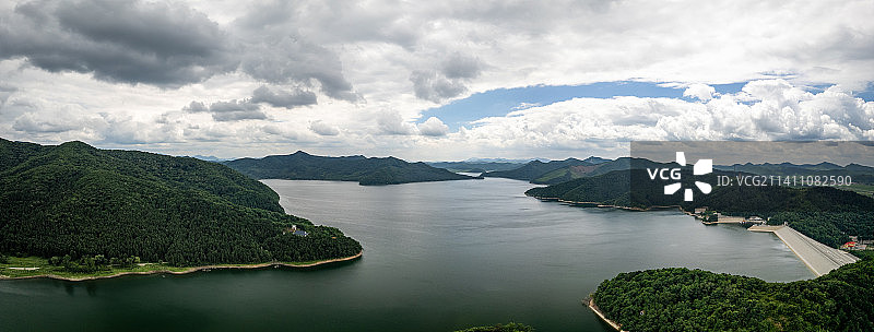 辽阳汤河水库全景航拍图片素材
