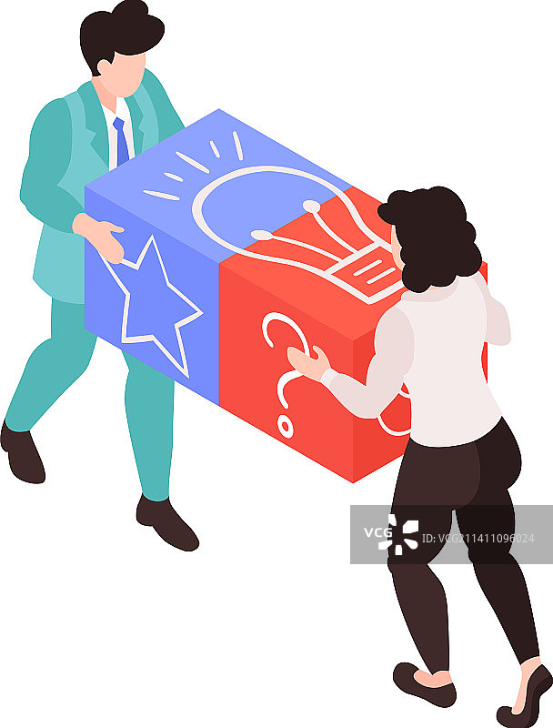 团队合作2.5D概念图片素材