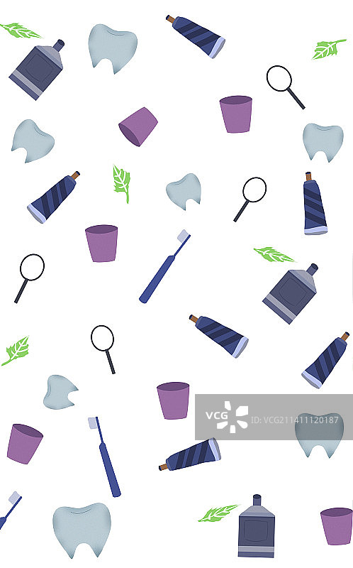 牙膏牙刷牙齿贴纸元素图片素材