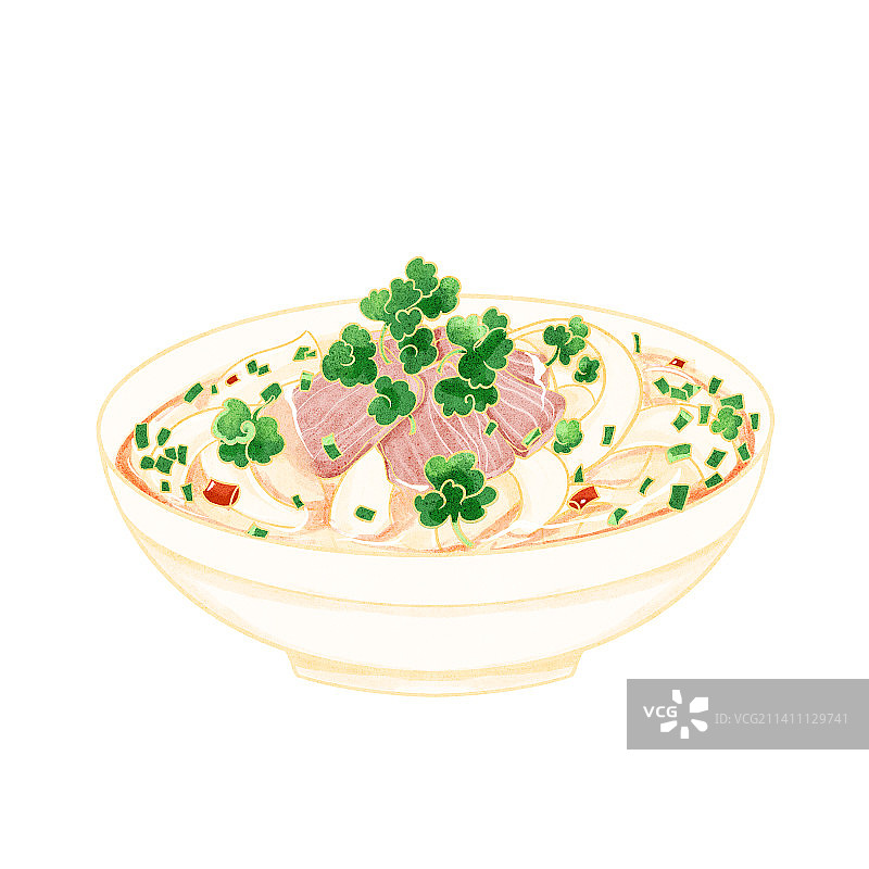 河南特色美食羊肉烩面香菜插画图片素材
