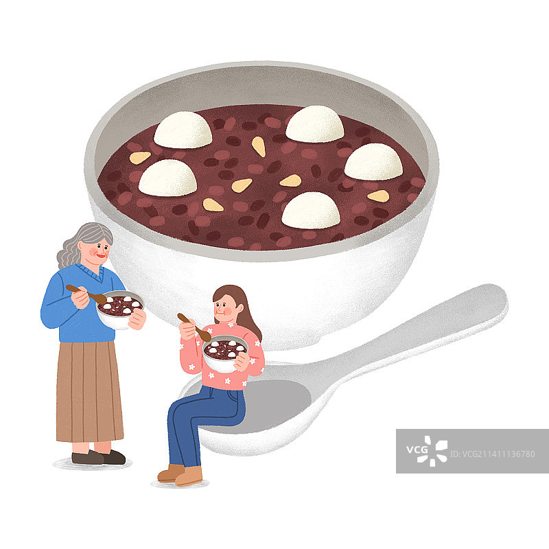 韩国冬季街头美食插画：红豆粥图片素材