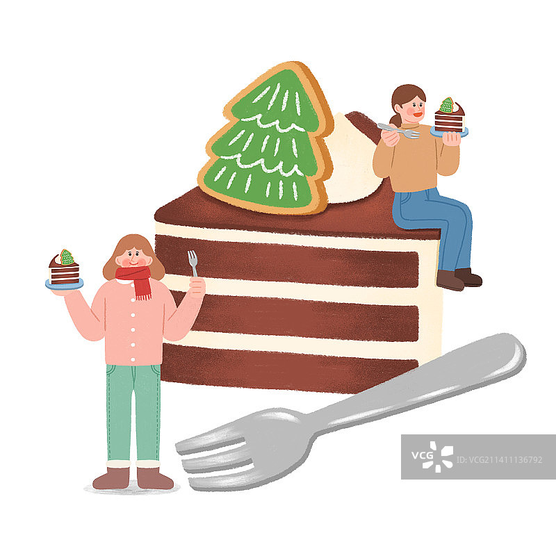 韩国冬季街头小吃插画_巧克力蛋糕图片素材