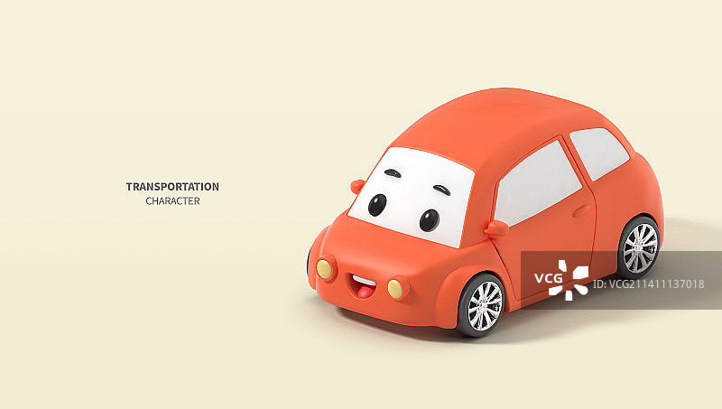 可爱的3D交通车卡通形象图片素材