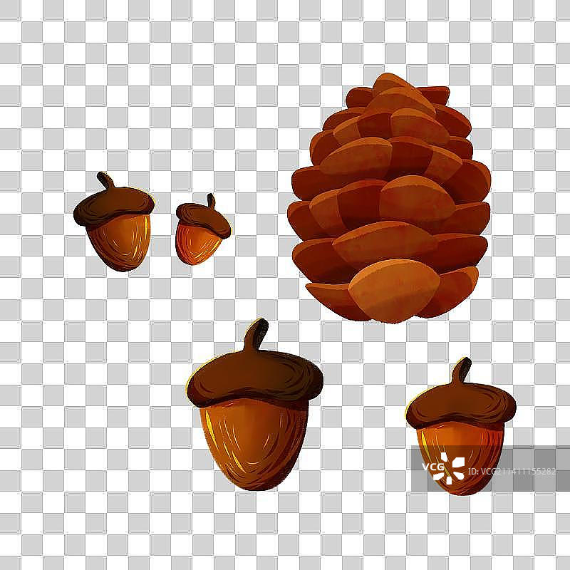 秋天榛果松果元素图片素材