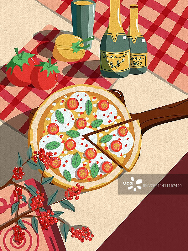 餐桌上的切片披萨图片素材