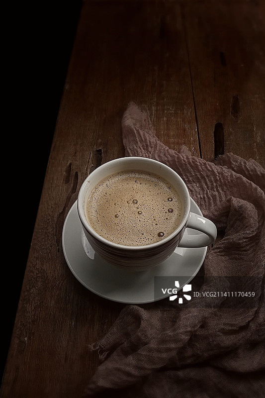 俯视桌上的咖啡图片素材