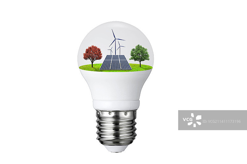 太阳能和风能等新能源与节能灯图片素材