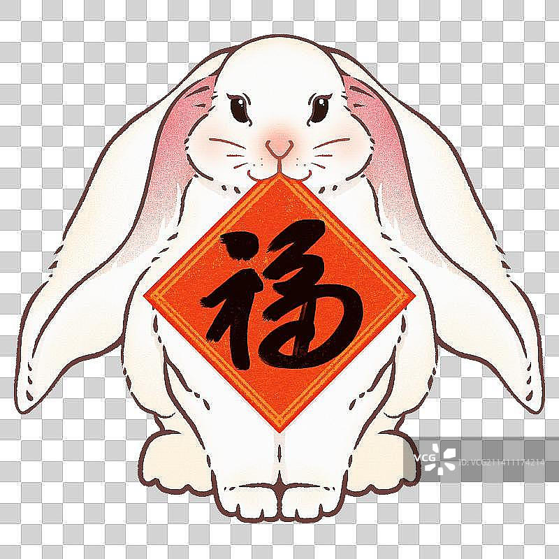 手绘卡通兔子涂鸦兔年可爱拜年图图片素材