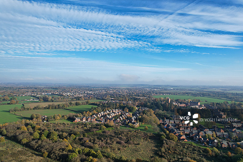 英国圣奥尔本斯城镇景观高角度视图图片素材