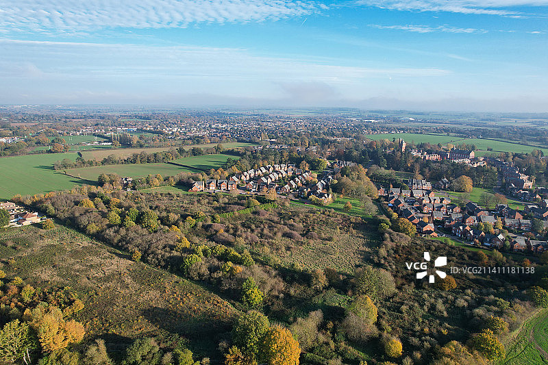 英国圣奥尔本斯城镇景观高角度视图图片素材