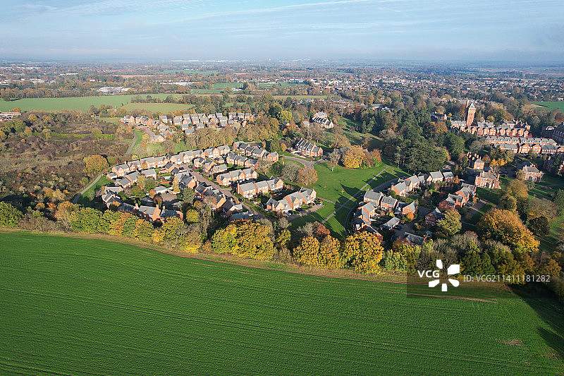 英国圣奥尔本斯城镇景观高角度视图图片素材