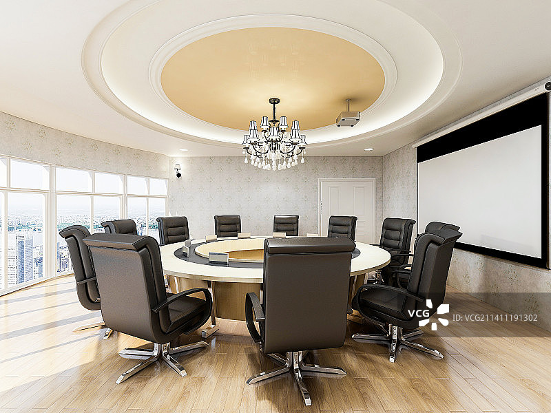 圆桌会议室室内设计图图片素材