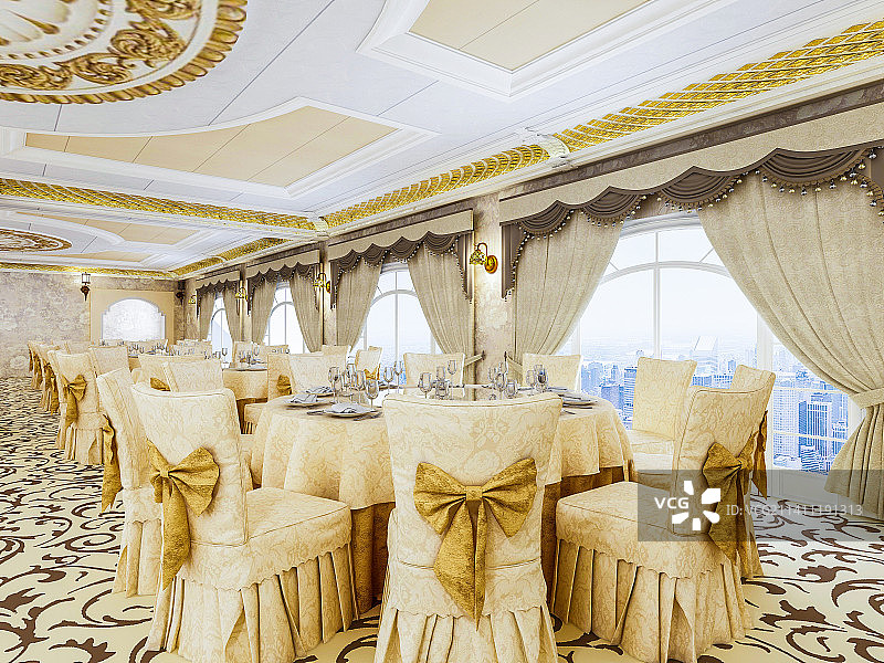 高级酒店宴会厅室内设计图图片素材