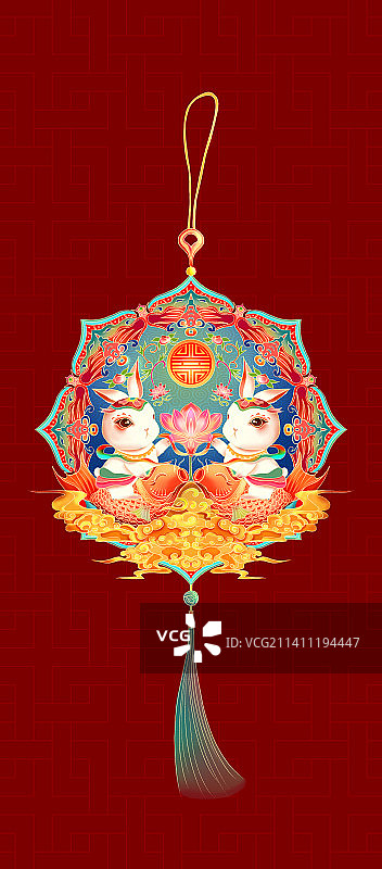 兔年大吉，好事成双图片素材