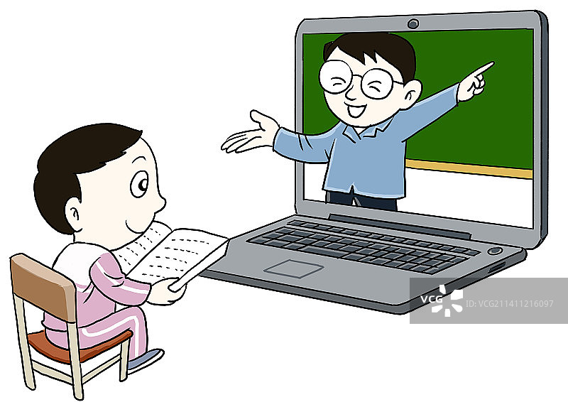 学生上网课图片素材