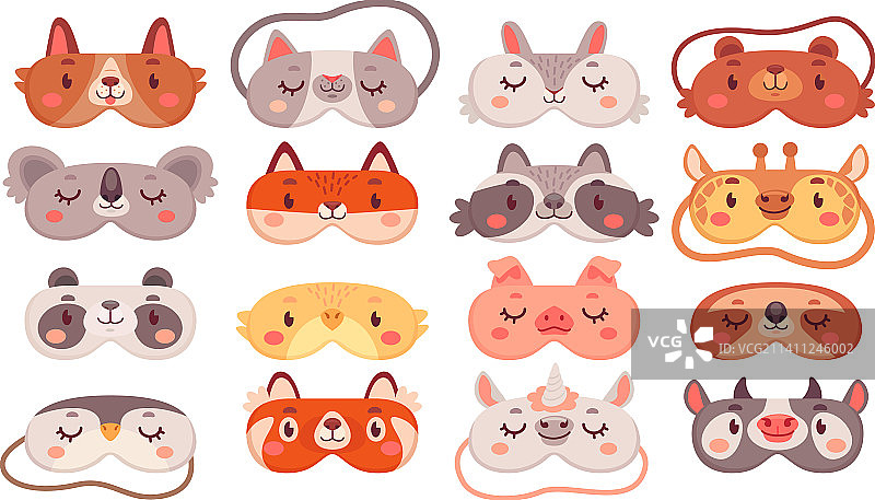 可爱的动物图案眼罩图片素材