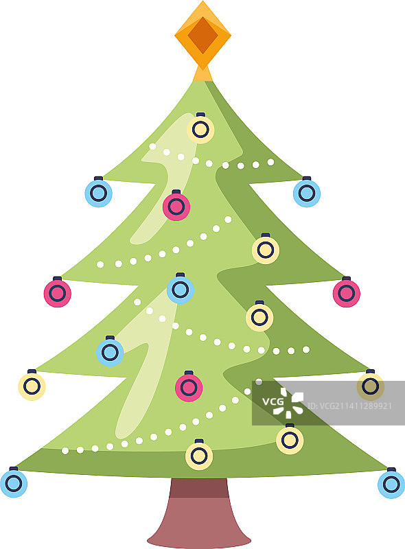 带有球的绿色圣诞节松树图片素材