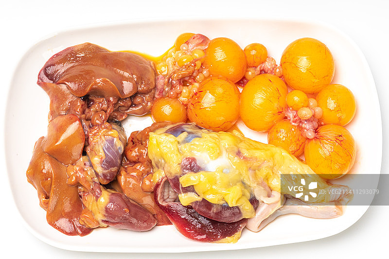 现杀农家母鸡，生的鸡杂食材，鸡肝鸡心鸡胗鸡内脏图片素材