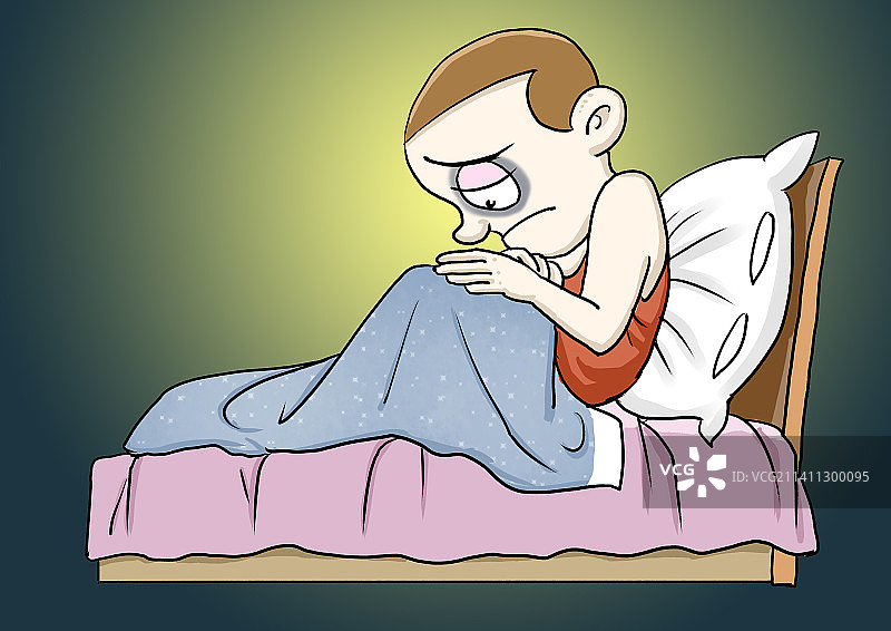 抑郁症患者严重失眠夜不能寐图片素材
