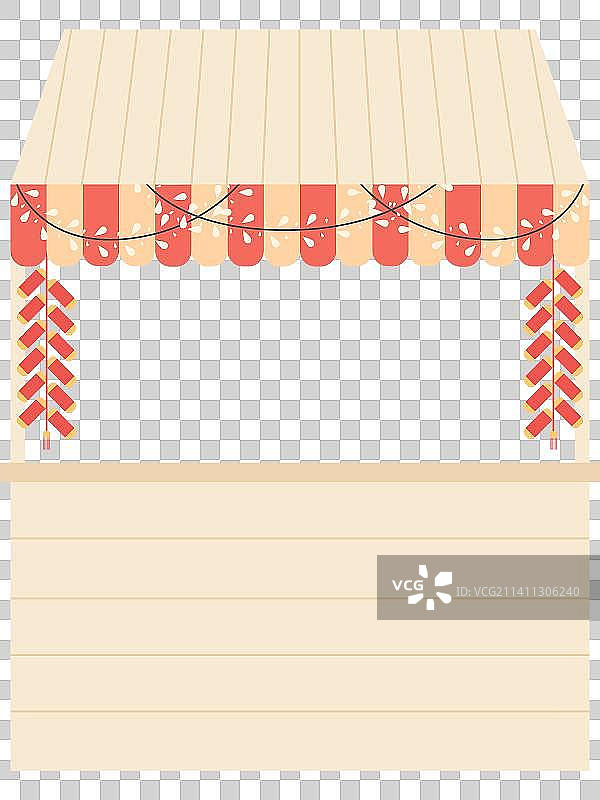 装饰着鞭炮的木屋手绘插画图片素材