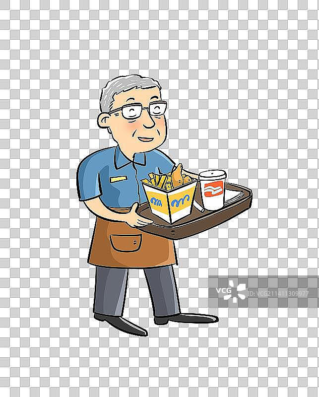 老年服务员图片素材