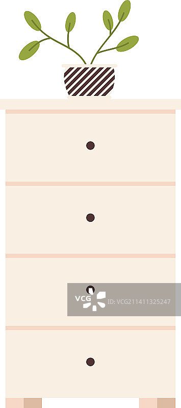 白色抽屉和盆栽图片素材