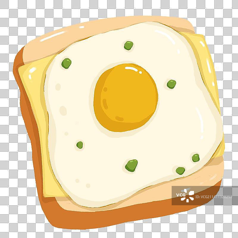 插画吐司芝士煎蛋图片素材