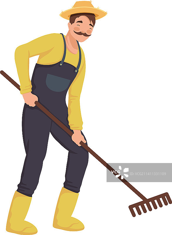 男人使用耙子图片素材
