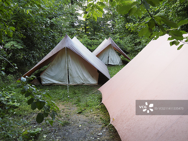 森林露营地的帐篷图片素材