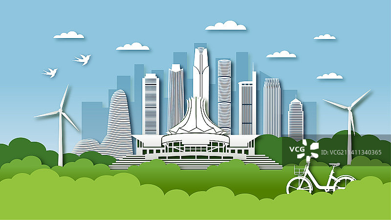 中国广西南宁市城市天际线矢量插画图片素材