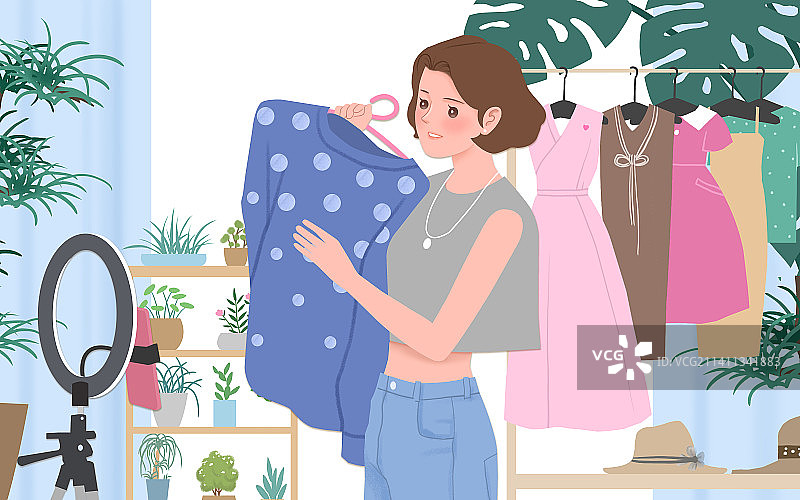 直播销售服装的时尚女性图片素材