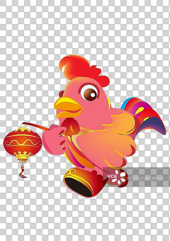 十二生肖动物法酉鸡打灯图片素材