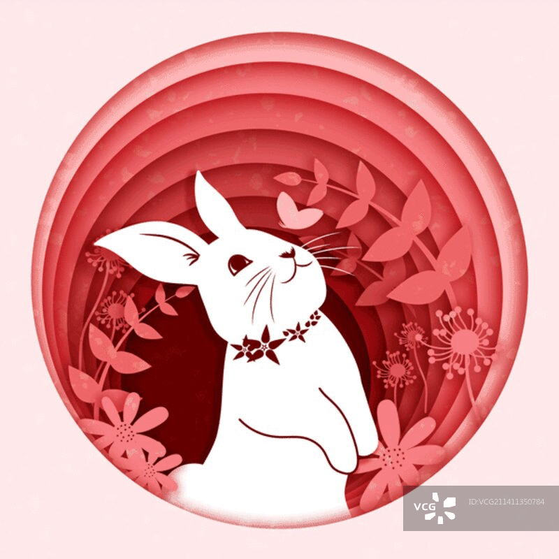 贺岁剪纸风兔兔图片素材
