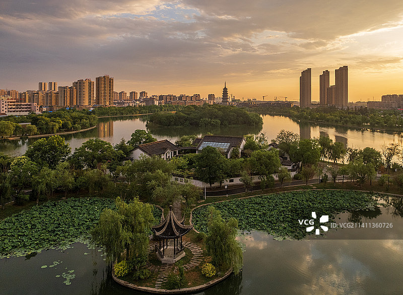 航拍4A级景区 涟水县五岛湖公园图片素材