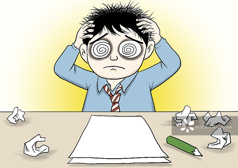 职场员工被年终总结逼得头晕目眩图片素材
