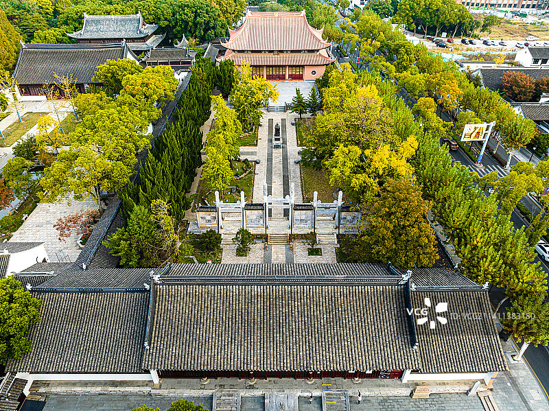 江苏苏州文庙秋季航拍图片素材