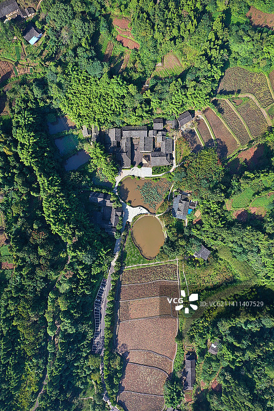 四川省南充市西充莲池张澜故居航拍图片素材