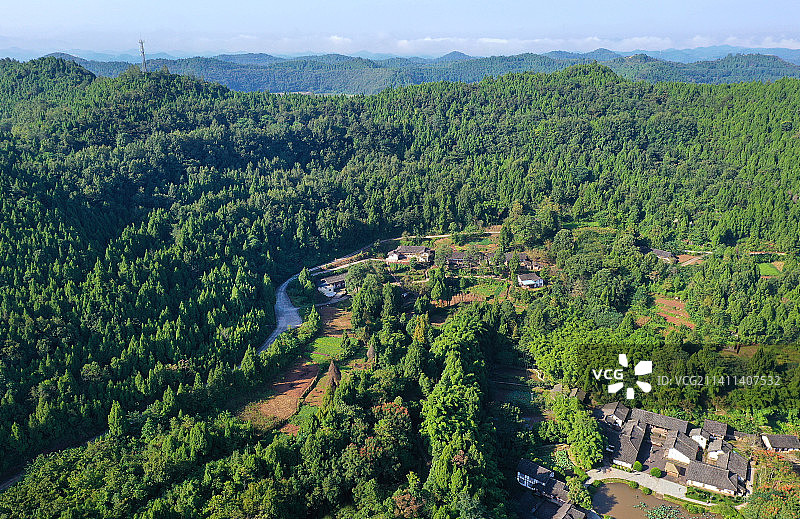 四川省南充市西充莲池张澜故居航拍图片素材