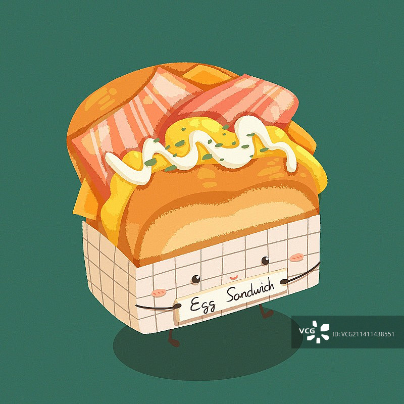 卡通鸡蛋培根三明治图片素材