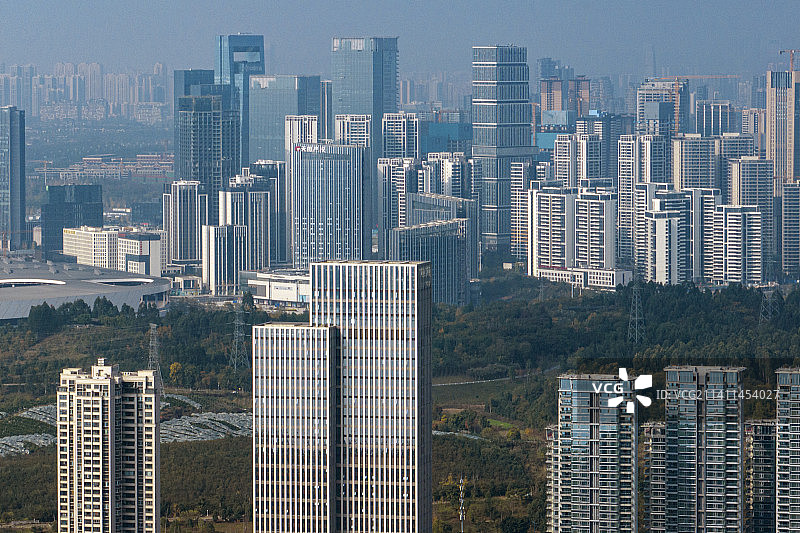 成都天府新区城市风光航拍图片素材