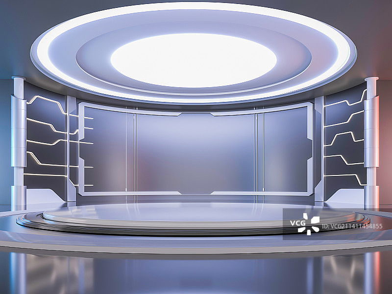 3D渲染室内科幻展示平台图片素材