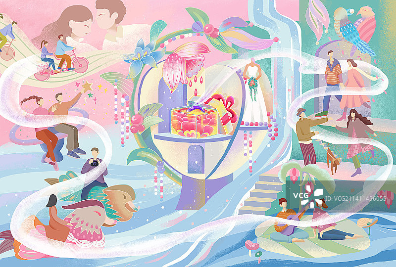 情侣恋爱陪伴到婚礼图片素材