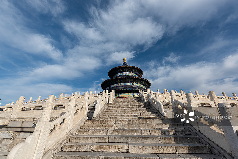 天坛祈年殿和汉白玉阶梯图片素材